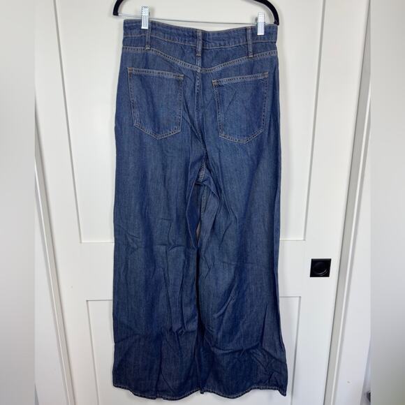 The Drop Alba Dark Indigo Wide Leg High Rise Relaxed Denim Size 29 NWT - Picture 8 of 12